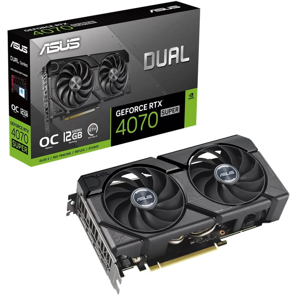 ASUS Dual Nvidia GeForce RTX 4070 Super EVO OC Edition 12GB GDDR6X Graphics Card DUAL-RTX4070S-O12G-EVO