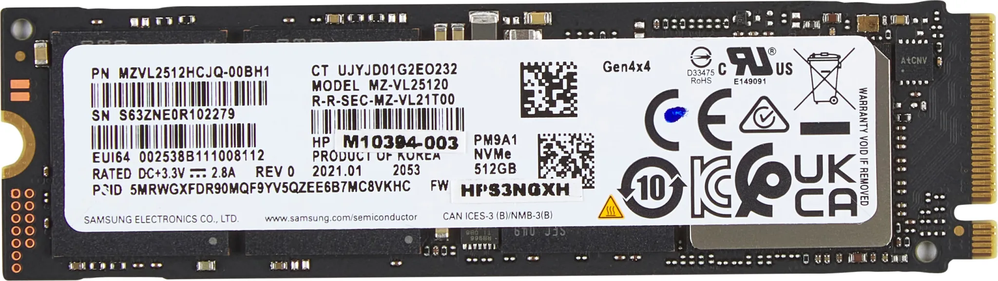 HP 512GB PCIe-4×4 NVMe M.2 Internal Solid State Drive 5R8X9AA