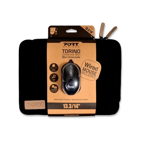 Port Designs Torino Bundle 13.3/14 Notebook Case 14-inch Sleeve Case Black 501777