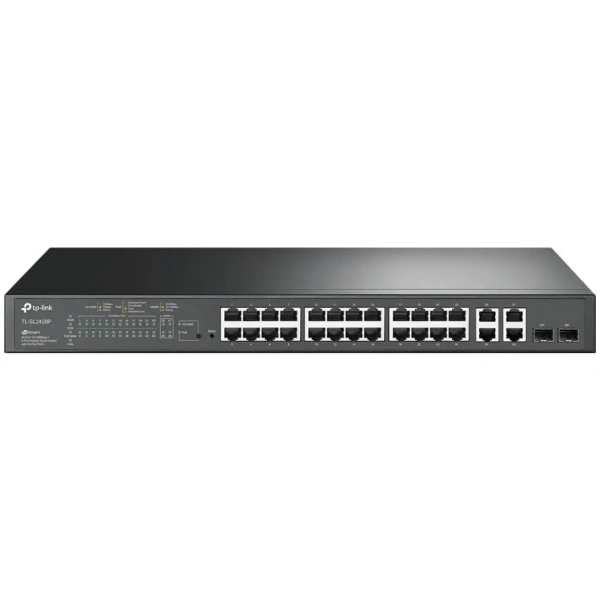 TP-Link TL-SL2428P JetStream 24-Port FE PoE+ Managed Switch with 2x GbE and 2x Combo Ports