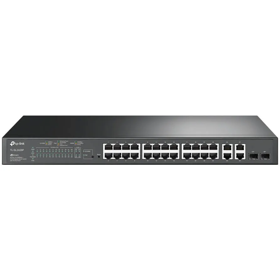 TP-Link TL-SL2428P JetStream 24-Port FE PoE+ Managed Switch with 2x GbE and 2x Combo Ports