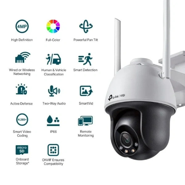 TP-Link Vigi C540-W(4mm) 4MP Outdoor Full-Colour Wi-Fi Pan Tilt Network Camera