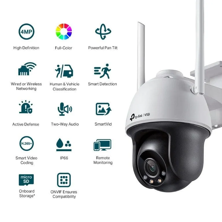 TP-Link Vigi C540-W(4mm) 4MP Outdoor Full-Colour Wi-Fi Pan Tilt Network Camera
